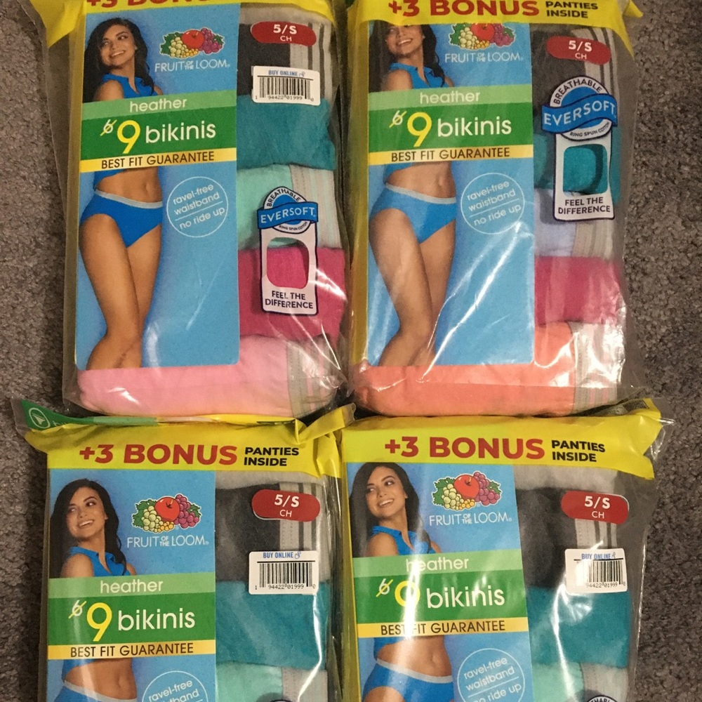 Lot of 4 Fruit of the Loom Size 5/S Womens Bikini Underwear